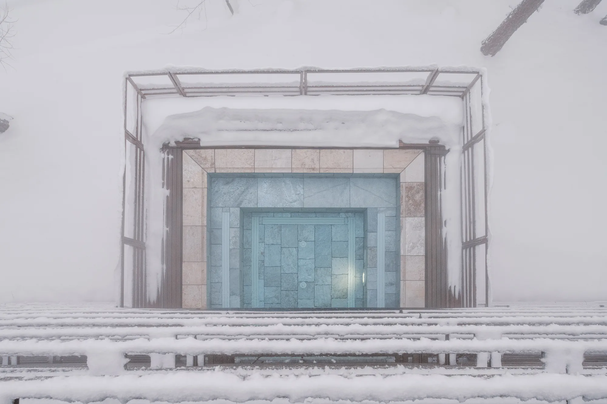 Outdoor whirlpool in winter at vigilius mountain resort.