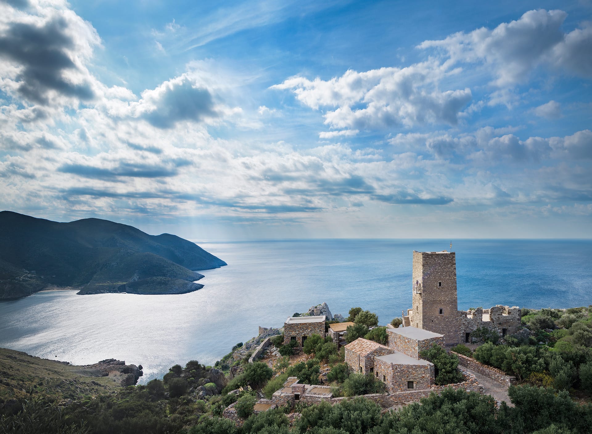 Tainaron Blue Retreat — the Maniot tower
