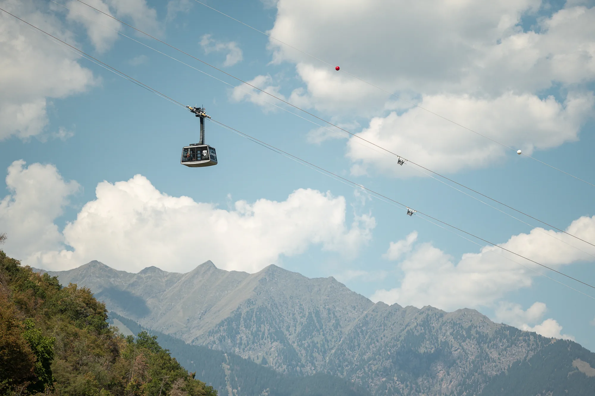 The Vigiljoch cable car, the only access to vigilius mountain resort at 1,500 m.