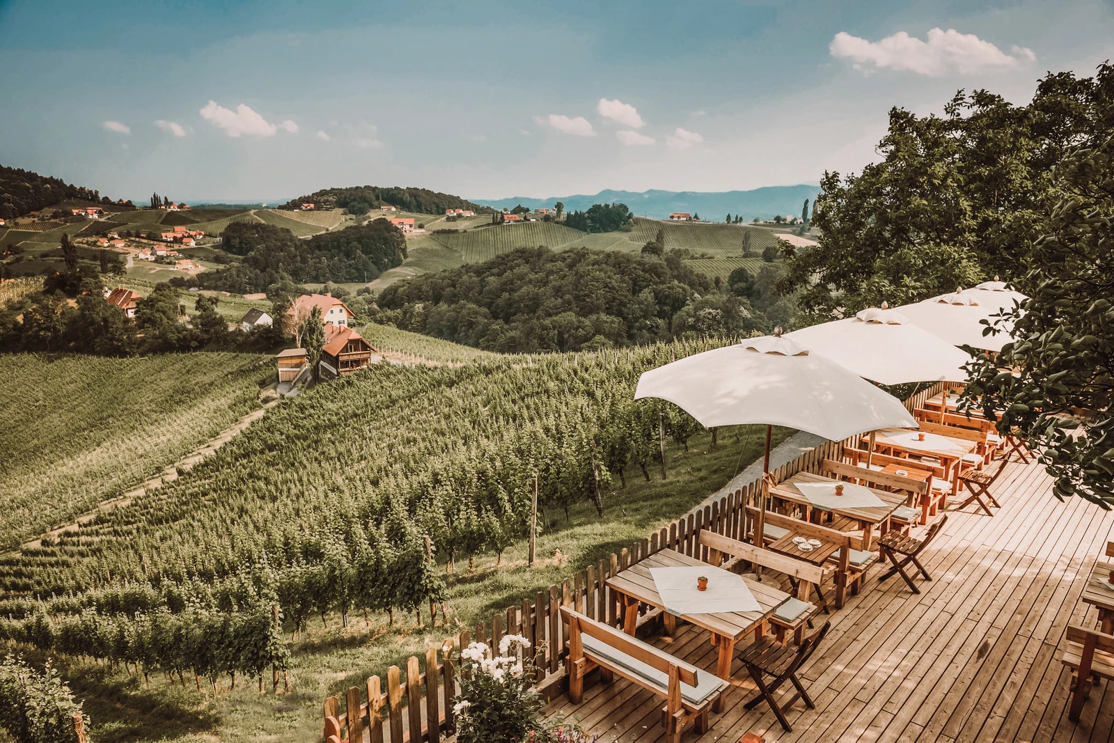 The inn's terrace above the vineyards. Photo: Weingut Wolfgang Maitz
